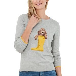 NWT Joules Miranda Intarsia Knit Jumper/Sweater in Grey Marl (with Spaniel!)